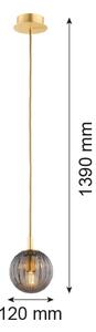 Argon 8512 - Lampadario a sospensione con filo PALOMA 1xE14/7W/230V diametro 12 cm oro/nero