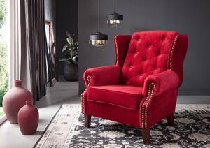 OXFORD Poltrona Chesterfield - stoffa / rosso - stile Coloniale 102x93x102