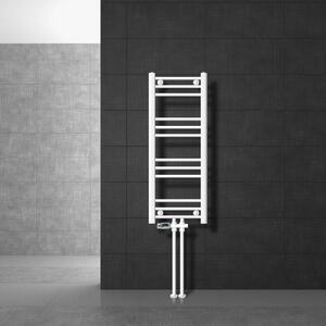 LuxeBath radiatore bagno attacco centrale 300 x 800 mm bianco diritto con termostato e set di collegamento Radiatore a pavimento Passage, senza elemento riscaldante