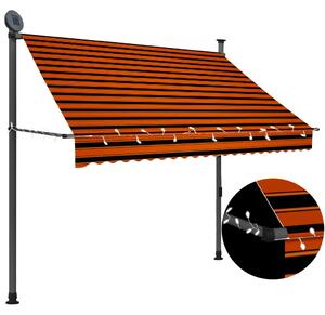 Tenda da Sole Retrattile Manuale LED 200 cm Arancione e Marrone