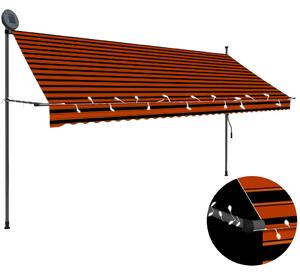 Tenda da Sole Retrattile Manuale LED 350 cm Arancione e Marrone