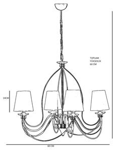 Lampadario a catena CLASSIC 4xE14/40W/230V bronzo/beige