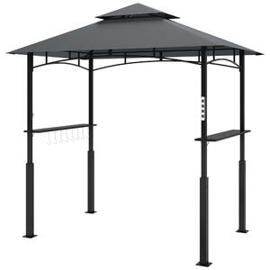 Gazebo per barbecue con illuminazione a LED e ripiani | Colore: Grigio | Dimensioni: 148x243x248 cm