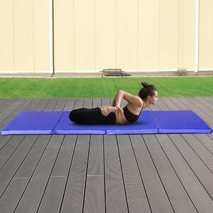 Costway Tappetino da ginnastica con 2 maniglie e 4 pannelli, Materassino pieghevole per yoga fitness allenamento Blu