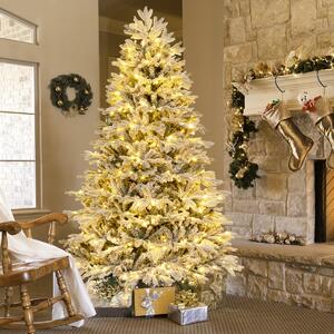 Costway Albero di decorazione per natale e angelo di natale 156cm, Albero di natale artificiale e angelo di natale con luci led