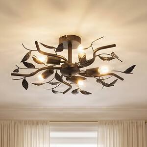 Plafoniera soffitto Yos Lindby, dimmerabile, Nero, Camera da letto, Metallo, Fiorentino, Plafoniera