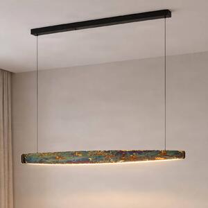 Quitani Persida Lampada a sospensione LED, 148 cm, metallo d'impatto, oro Quitani, dimmerabile, Bronzo / Ottone antico, Soggiorno / Sala da pranzo, Metallo, Industriale