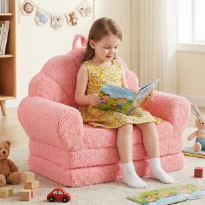 Costway Divano bambini pieghevole 2-in-1 trasformabile in letto, Tessuto morbido con fondo antiscivolo per camere e soggiorno Rosa