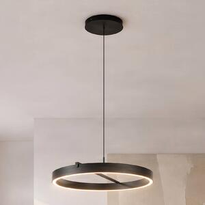 Lucande Lampada a sospensione LED Rovan, Ø 60 cm, nera, CCT, dimmerabile Rovan Lucande,, Nero, Soggiorno / Sala da pranzo, Metallo, Moderno