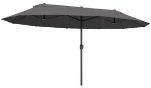 Outsunny Ombrellone Parasole da Giardino Esterno Tessuto Poliestere 4.6 x 2.4m Grigio|Aosom