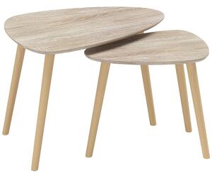 HOMCOM Set 2 Tavolini da Salotto Impilabili Stile Nordico con Gambe in Legno, Color Legno | Aosom Italy