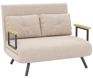 HOMCOM Divano Letto 3 in 1 in Tessuto Effetto Velluto con Schienale Regolabile e 2 Cuscini, 102x73x81 cm, Beige | Aosom Italy