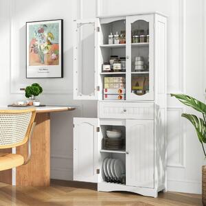 Costway Armadio da bagno alto 160cm e armadio da bagno alto salvaspazio, Mobile autonomo per cucina e armadio sottile da terra Bianco