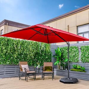 Costway Ombrellone 300 cm per cortile e base ombrellone da giardino a 4 pezzi, Ombrellone da esterno e base riempibile quadrata supporto pesante portabile