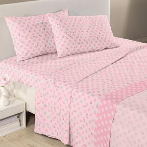 Completo Lenzuola SINGOLO Pois ROSA Cotone Caleffi
