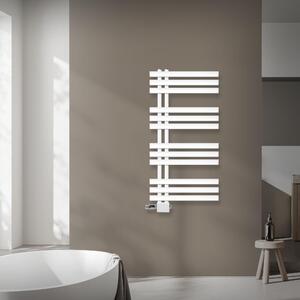 Radiatore da bagno LuxeBath Design, 500x1000 mm, bianco, set di collegamento termostatico ad angolo universale e passante, senza elemento riscaldante