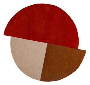 Tappeto rotondo color mattone in lana tessuto a mano ø 150 cm Mia Segment – Flair Rugs