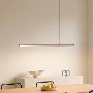 Lucande Lampada LED a sospensione Lutana, oro rosa/colore legno, 101 cm Lutana Lucande, dimmerabile, Legno chiaro, Soggiorno / Sala da pranzo, Metallo, Moderno