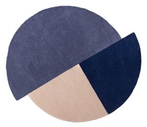 Tappeto rotondo blu in lana tessuto a mano ø 150 cm Mia Segment – Flair Rugs