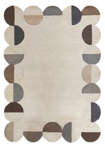 Tappeto greige in lana tessuto a mano 160x230 cm Mia Scallop Frame – Flair Rugs