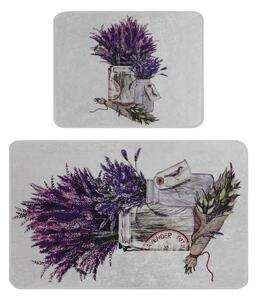 Set di tappetini per il bagno viola/grigio chiaro 2 pz 60x100 cm Purpura – Foutastic