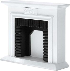 Camino in miniatura - Camino in legno bianco per scala 1/12 - Arredamento in miniatura