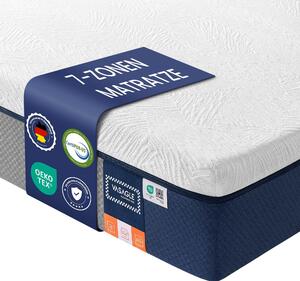 Materasso da 90 x 200 cm in gel memory foam, di media rigidità | Colore: blu | Dimensioni: 90x200x25 cm