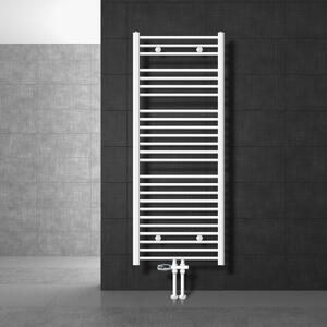 LuxeBath Radiatore da bagno attacco centrale 600 x 1500 mm Bianco diritto con termostato e set di collegamento attraverso il pavimento Bianco - Radiatore, senza elemento riscaldante