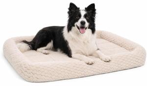 Cuscino per cani Flamingo, modello Naya, rettangolare, color beige, con bordo, adatto per gabbie con grate