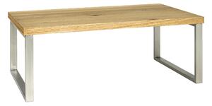 Tavolino HAKU, finitura acciaio inossidabile, legno di quercia - Impiallacciatura in legno massello, MDF, metallo, struttura a nido d'ape, dimensioni: 100x38x60 cm