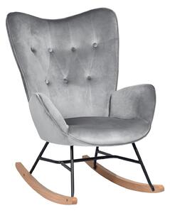Meubles Cosy - Poltrona a dondolo in stile scandinavo con braccioli trapuntati in velluto grigio – EPPING