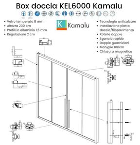 Box doccia due lati 90x160 doppio scorrevole vetro 8 mm anticalcare | KEL6000 - KAMALU