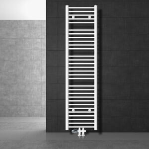 LuxeBath Radiatore da bagno Attacco centrale 400 x 1800 mm Bianco curvo con termostato e set di collegamento Pavimento di passaggio Bianco Radiatore, senza elemento riscaldante