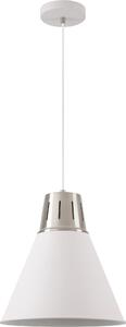 GTV - Lampada a sospensione GIANNI Lampada da soffitto E27 bianco argento metallo Paralume 32 cm regolabile in altezza Sala da pranzo Soggiorno Cucina Moderno Scandinavo