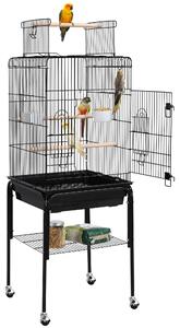 Gabbia per uccelli Yaheetech con supporto, dimensioni 46,5 x 46,5 x 136 cm, con giochi inclusi