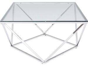 Tavolino Kare Design, modello Cristallo, colore argento, dimensioni 45x80x80 cm