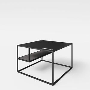 Tavolino - 70 x 70 cm - Grigio - Nero - Struttura in metallo - Con ripiano
