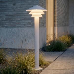 Lampione a LED Lucande Montaro, 110 cm, bianco, IP54 Montaro, Bianco / Opale, Alluminio, Moderno