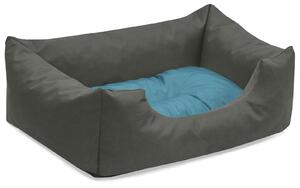 Lettino per cani BedDog MIMI Divano per cani in Cordura, cuscino in microfibra velour, BLUE-ROCK (grigio/blu), (S) circa 55x40x17 cm