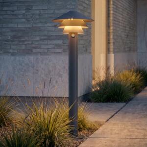 Lampione a LED Lucande Montaro, 110 cm, antracite, con sensore Montaro, Nero, Alluminio, Moderno