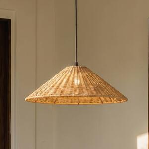 Lucande Lampada a sospensione da esterno Taniola, 1 luce, conica, Ø 60 cm Taniola Lucande, dimmerabile, Legno scuro, Legno, Campagna / Rustiche