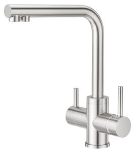 Rubinetto da cucina - Miscelatore a 3 vie - Acciaio inox 304 - Spazzolato - Nero
