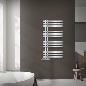 LuxeBath Design radiatore per bagno, 500x1000 mm, cromo, set di collegamento termostato ad angolo a parete, senza elemento riscaldante