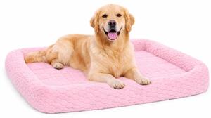 Cuccia per cani - Cuccia per gatti - Rettangolare, rosa con bordo - 116 x 69 x 8 cm - Peluche - Schiuma da 1,5 cm - Fondo antiscivolo - Adatta per gabbie in rete metallica