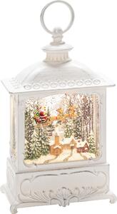 Lanterna ad acqua Konstsmide LED "Babbo Natale volante sul villaggio", bianca, riempita d'acqua, con interruttore on/off, timer di 5 ore, 1 diodo bianco caldo, a batteria, per interni - 4395-200
