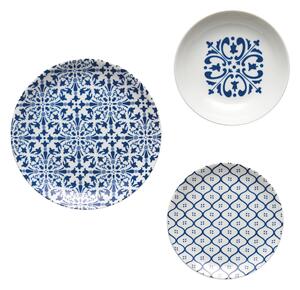 Servizio Piatti 6 Posti Tavola LE MAIOLICHE Guzzini in porcellana con decoro sotto smalto Colore 6 Blu Mediterraneo