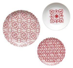Servizio Piatti 6 Posti Tavola LE MAIOLICHE Guzzini in porcellana con decoro sotto smalto Colore 6 Rosso brillante