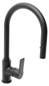 B-WAY miscelatore da cucina con doccetta estraibile, nero SATBSBW183