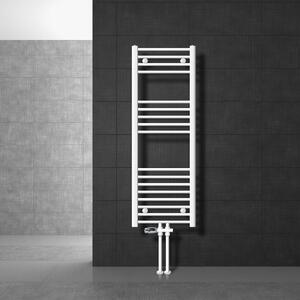 LuxeBath Radiatore da bagno attacco centrale 400 x 1200 mm Bianco diritto con termostato e set di collegamento attraverso il pavimento Bianco - Radiatore, senza elemento riscaldante