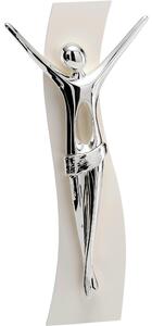 Crocefisso Cristo KENOBIS Piccolo in resina argentata e legno 16x8 cm colore argento